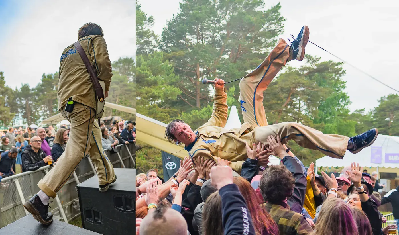 Yesterdaze på Hove Rock: vokalist crowdsurfer over publikum
